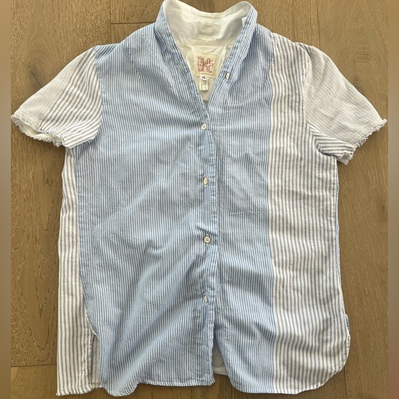 Hannoh Wessel Short Sleeve Button Up Cotton Top - made in Italy sz S - Picture 2 of 6